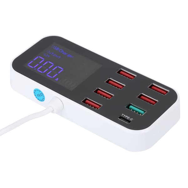 Digitalt display 8-ports USB-ladestation til iOS/Android-enheder