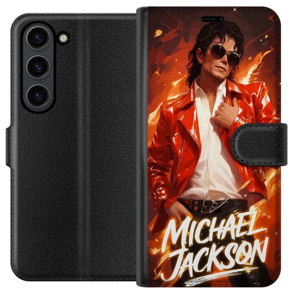 Compatible Wallet Case for Samsung Galaxy S24 Michael Jackson in a red jacket with fiery effects and a dramatic pop icon feel red
