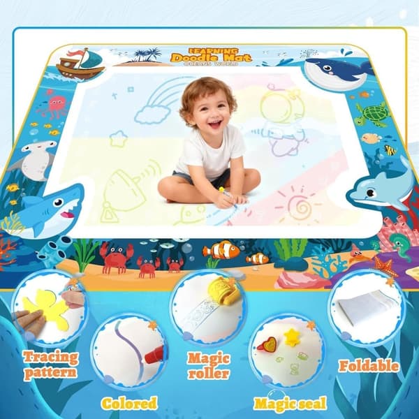 Vandtegnetæppe til Børn 1-6 År – Interaktiv Tegneleg & Aqua Magic Doodle-måtte til Piger og Drenge #7