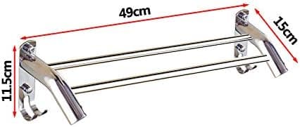 Adjustable Stainless Steel Towel Rack, Wall Mounted Heavy Duty Retractable Double Rod for Space Saving