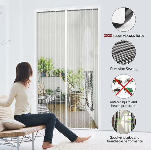 Magnetisk insektnet dør - Hvid, 80 x 210 cm