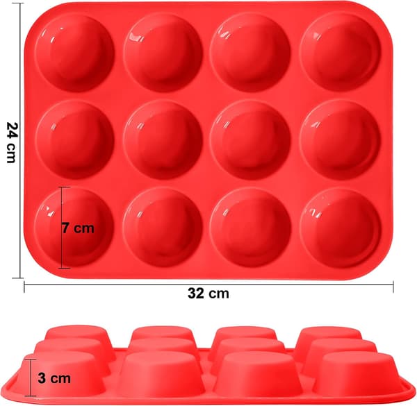 Silikone Muffinsform - Standard 12-hullers Muffinsplade, Non-stick Silikone Bageforme til fremstilling af Muffins, Cupcakes, Chokolade 2-pak 12 kopper 2 Pack 12cups