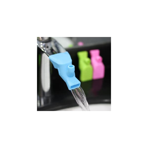 3-pack köksblandare förlängare i gummi, elastisk pipguide, barnvänlig kranförlängare, badrumstillbehör (grön + blå + rosa)