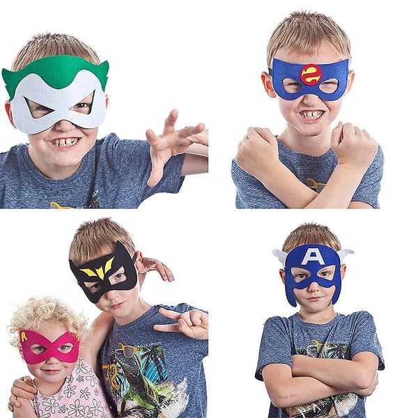 Superhjälte Masker Festpresenter - 32-pack Filt och Elastiska Masker för Barn