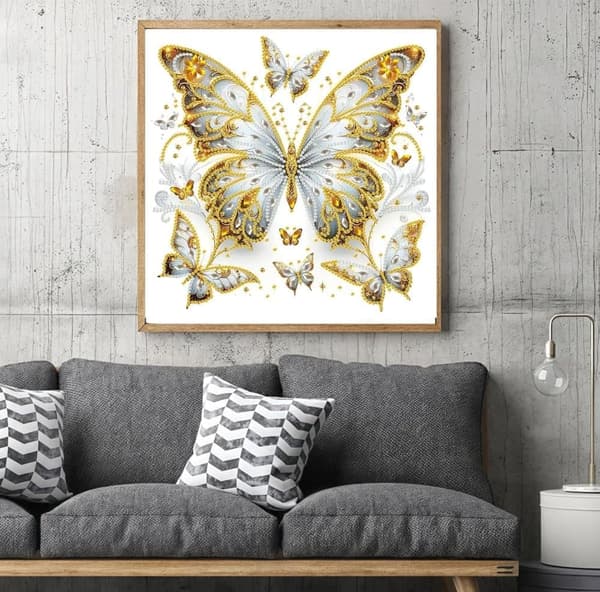 Butterfly Design 5D Diamond Puzzle - Special Shaped Beads for Wall Art (30x30 cm DIY Set)