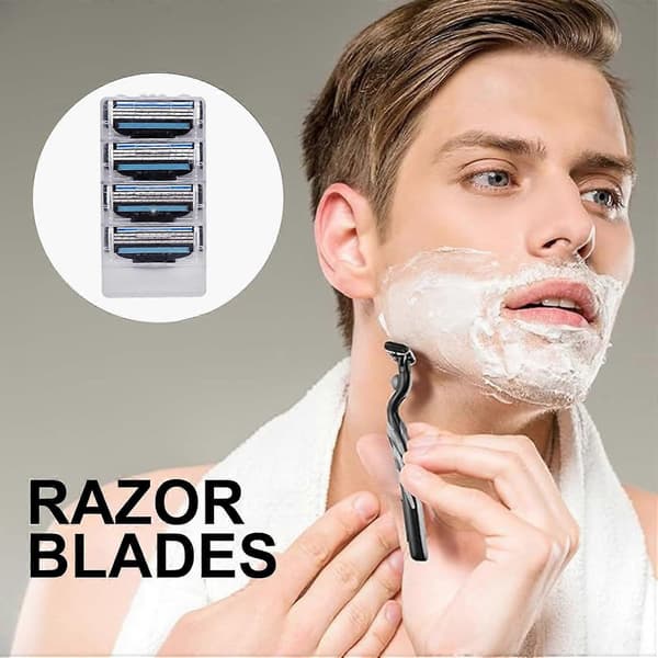 12 manuelle barberblade til mænd til Gillette Mach 3 barbermaskiner, 3-lags udskiftning