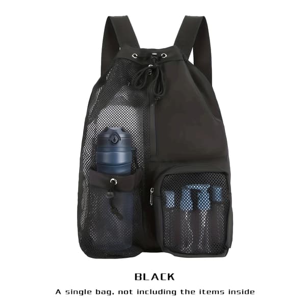 New Summer Quick-Drying Mesh Beach Bag, Foldable Drawstring Sports Bag, Lightweight and Multifunctional Storage B [DB] Grey