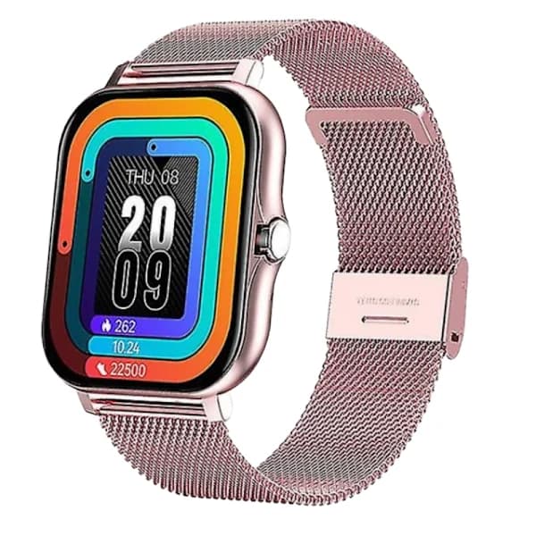 Smartwatch til mænd og kvinder, kompatibel med Android-telefoner, iPhone, pulsmåler, fitness-tracker, pink