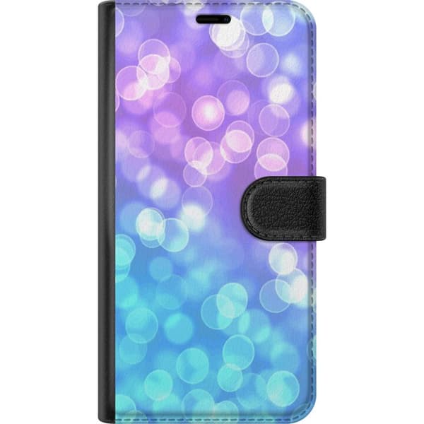 Compatible Wallet Case for Apple iPhone 14 Pro Max Soft abstract background with light bubbles in blue and purple tones with blurred effect and calm feeling