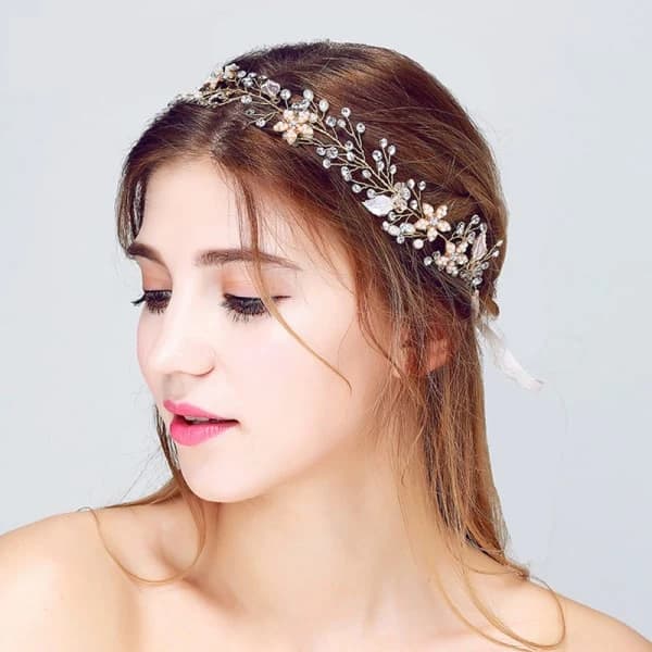 Brudkroner Elegant Blomsterhårbånd Vinranke Rhinestone Hårpynt