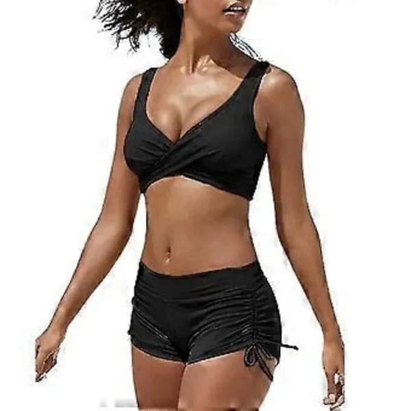 Bikiniset Dam Badkläder Baddräkt Strandkläder (3XL Svart)