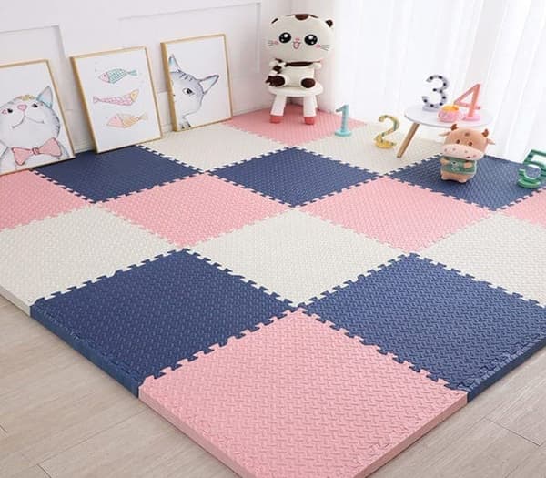 Legetæppe baby 16 dele – puslespilstæppe & kravletæppe til gulvbeskyttelse 30x30 cm