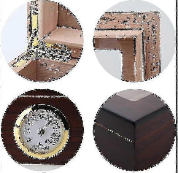 Håndlavet cigarr humidor, cedertræ cigarr skrivebordsskuffe med luftfugter og hygrometer, glasplade