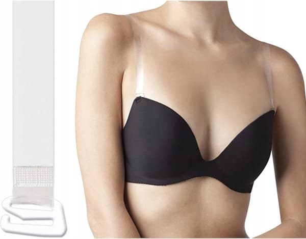 2 pairs Julimex Silicone shoulder straps with transparent hooks, size 10 mm (1 cm) wide
