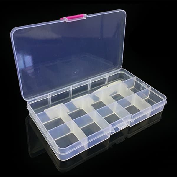 Adjustable Plastic Fishing Lure and Tackle Box with 15 Compartments