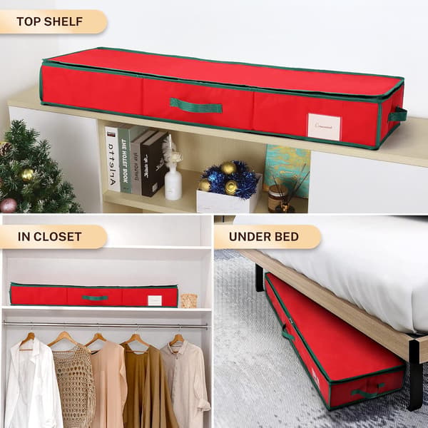Christmas Storage Bag for Wrapping Paper Rolls, Ribbons, Bows 103x36x15.4 cm, Waterproof Durable PE Material, Red Organizer Storage Solution