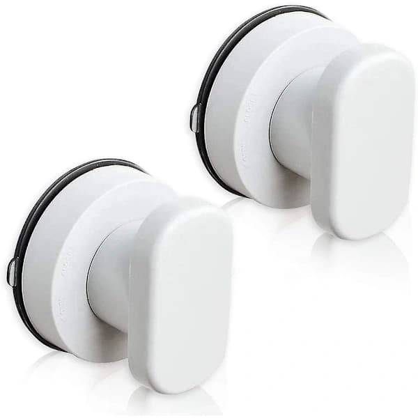 Set med 2 sugproppar dörrhandtag sugpropp handtag låda skåp kylskåp glasdörr bärbart flyttbart handtag med stark sugpropp badrum (vit)