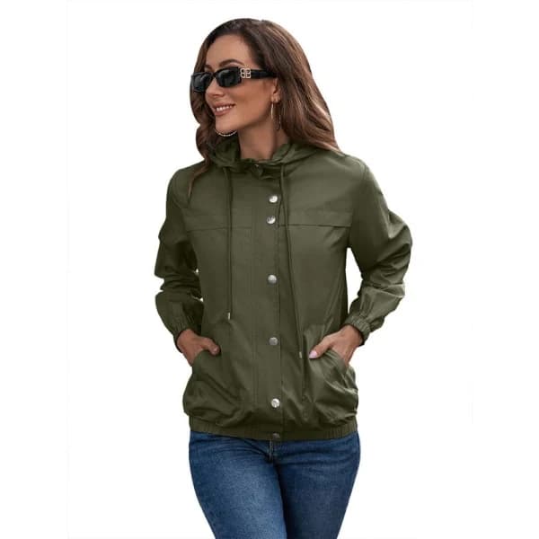 Women's Rain Jacket Waterproof Breathable Thin Raincoat Lightweight Jacket XXL