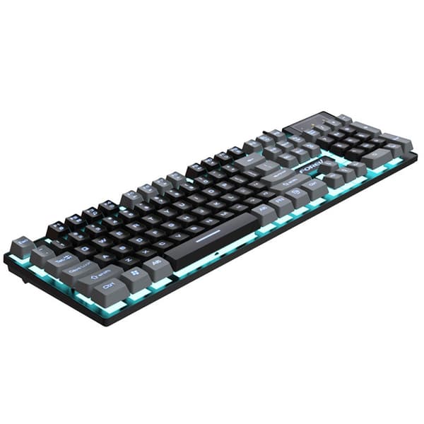 Gaming Keyboard Compatible with Logitech, Wired Backlit Color-Matching Mechanical Feel Keyboard Black+Grey