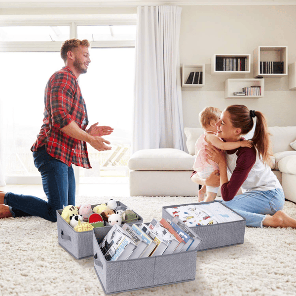 Sturdy Wardrobe Storage Boxes, Foldable Fabric Baskets with Moisture-Resistant Non-Woven Fabric for Versatile Use