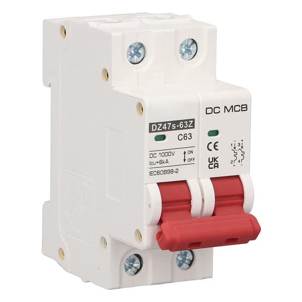 DC-afbryder 2P 63A 6KA 1000V Solar PV Miniature DIN-skinne installation