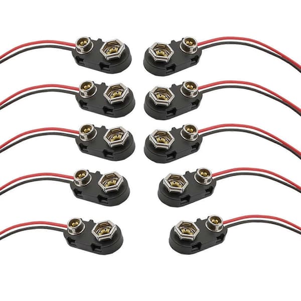 9V Battery Clip with 15cm Cable Battery Connectors 10 pcs 9 Volt Battery Connector for Connection Cable