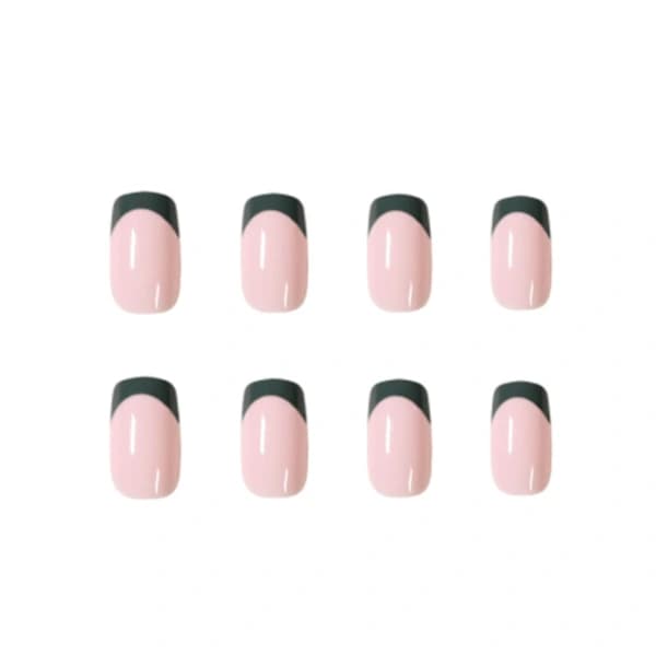 Square False Nails, Medium, Acrylic, Full Coverage, for Women and Girls, 24 Pcs (Green)