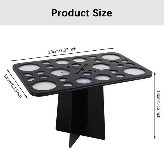 Makeup Brush Holder - 28-Hole Makeup Brush Drying Rack - Foldable - Acrylic Brush Holder - Black - 20*13*13CM