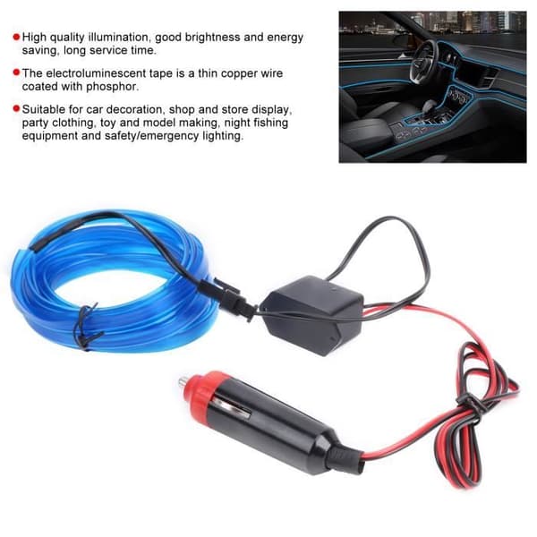 Bil LED-stripe - Dilwe - Trådrør - Blå - 3 meter - Energibesparende[DB] Blue