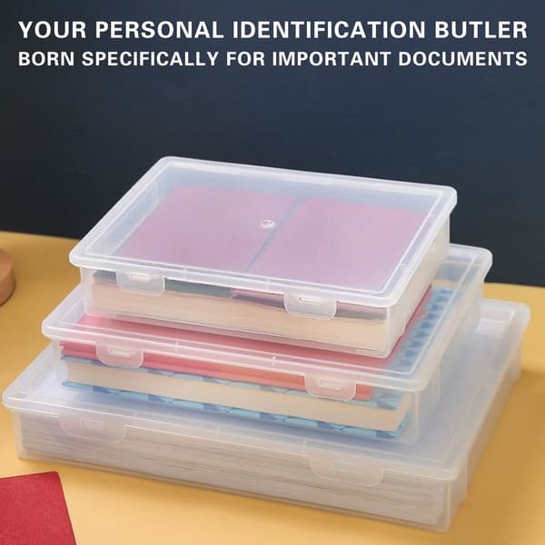 Transparent Storage Box for A4 Documents, File Organizer with Buckle for Office and Home Use, Clear Plastic Box for Paper and School