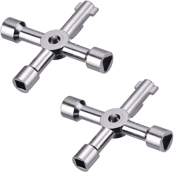 2-pack Electric Cabinet Keys Gas Keys Universal 4-Way Keys For Multiple Uses (silver) (ShiKai)