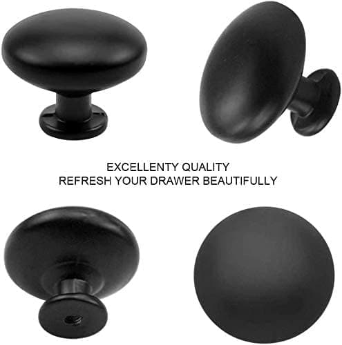 10 Pcs Matte Black Drawer Knobs, Cabinet Handles, Drawer Pulls, Dresser Knobs, Drawer Knob Set, Cabinet Handles, with Round Top, 30mm Knob