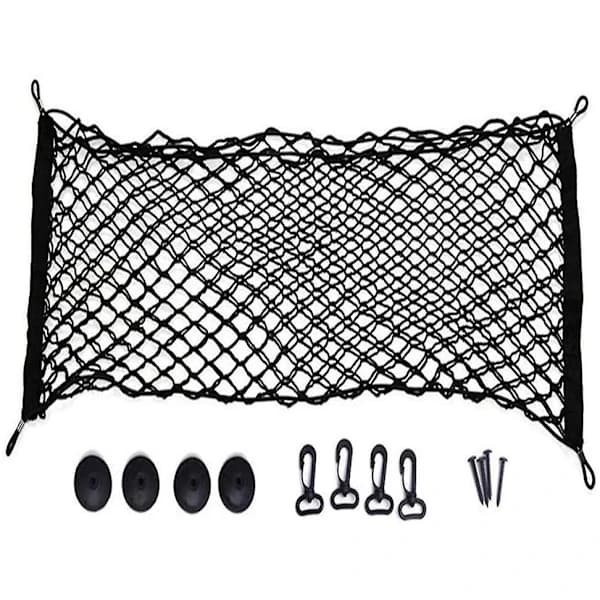 Car Luggage Net, Flexible Cargo Net, Safety Net with 4 Hooks