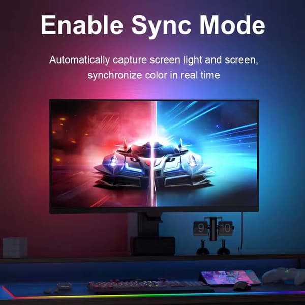 Smart RGBIC skjermlys - PC Sync Ambilight for 34-tommers skjermer