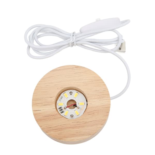 USB-interface LED-lysbase i egetræ - 2 cm/0,8 tommer tyk, glødende dekorativ displaylampe til hjemmet - 5V varmt lys