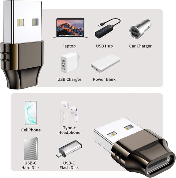 Bærbar USB-C til USB-A-adapter, din ultimative følgesvend til problemfri forbindelse og hurtig opladning, bred kompatibilitet sikrer fleksibilitet og