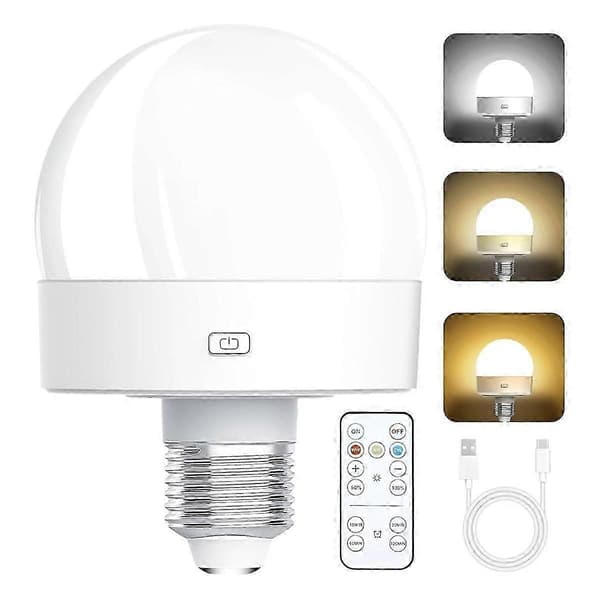 Rechargeable Battery Powered Light Bulbs, 300lm E26 Screw Bulb for Lamps with Remote Control [DB]