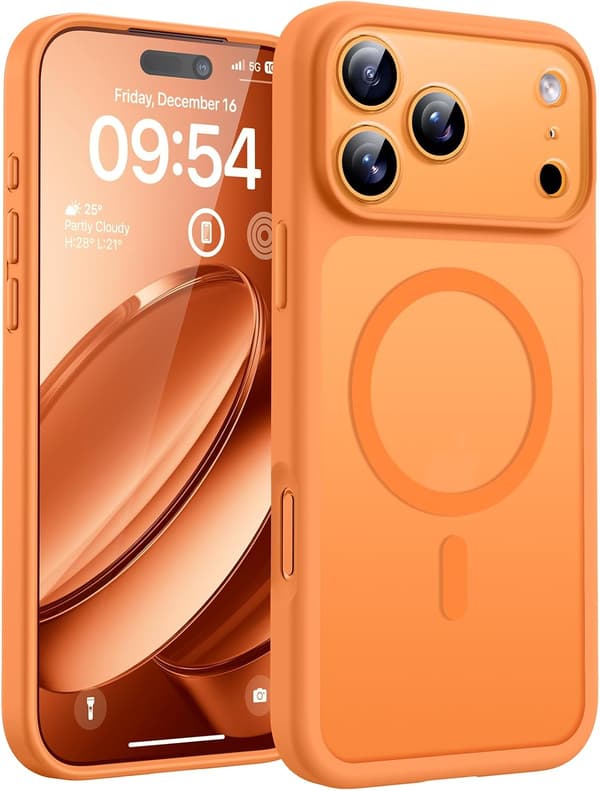 Magnetisk deksel til iPhone 17 Pro Max (6,9 tommer) - MagSafe-kompatibel, Oransje[JUN] iPhone 17 Pro Max iPhone 17 Pro Max