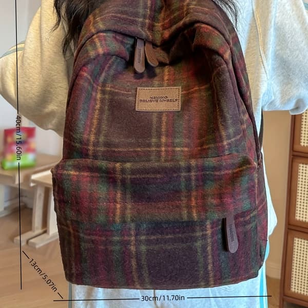 Preppy-stil ryggsäck för kvinnor med justerbara remmar, nylonmaterial, dragkedja och polyesterfoder – Funktionellt mode Ac [DB] Red