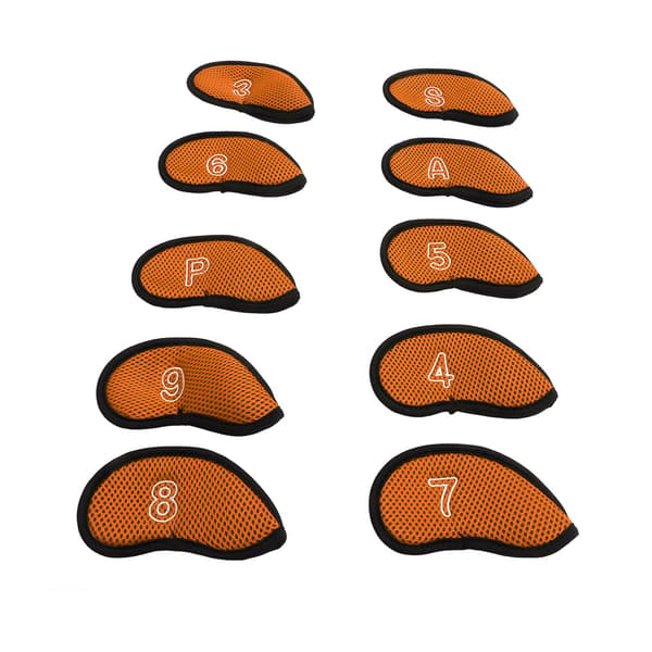 10 Pcs Waterproof Golf Iron Head Covers Set with Numbers Orange Protective Headcovers for Training Course