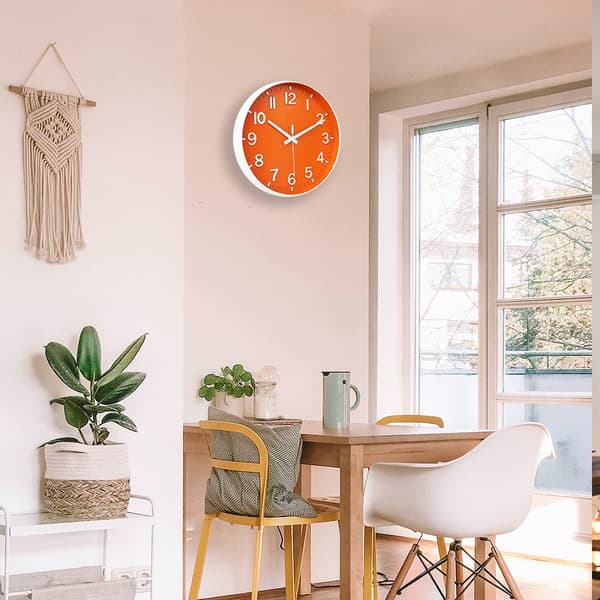 Vægur 12 tommer lydløst ur til stuen (orange)