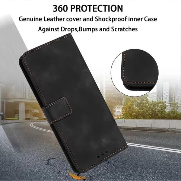 For Samsung Galaxy A17 5G Case Solid Color Leather Wallet Protective Phone Cover Black