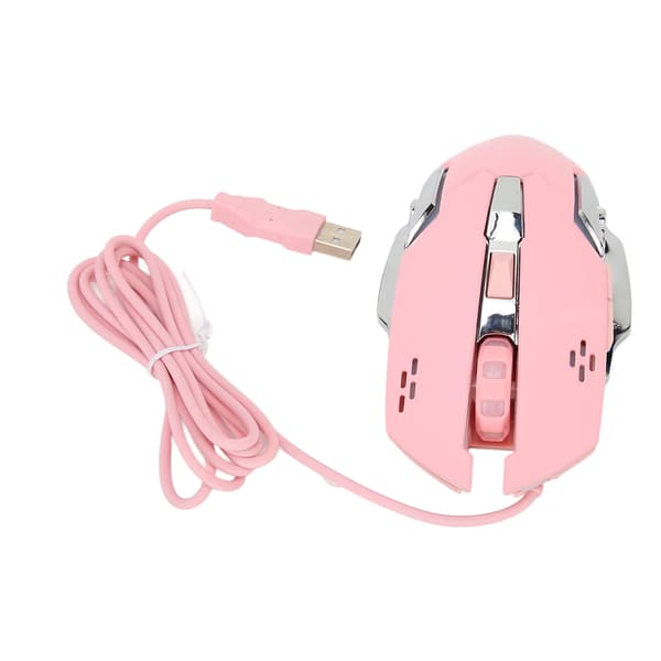Wired Gaming Mouse USB Optical Computer Mouse with RGB Backlight 4 Adjustable DPI Up to 3600 Portable Silent Mouse for Windows 7 8 10 XP Pink