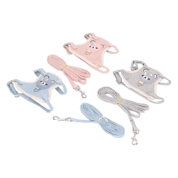 3 Pcs Rabbit Harness Leash Adorable Pattern Breathable Vest Adjustable for Small Pets Outdoor Walking