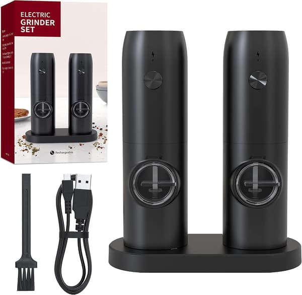 Electric Pepper Grinder, Rechargeable Black Pepper and Sea Salt Mill, Smart Spice Bottle, Kitchenware