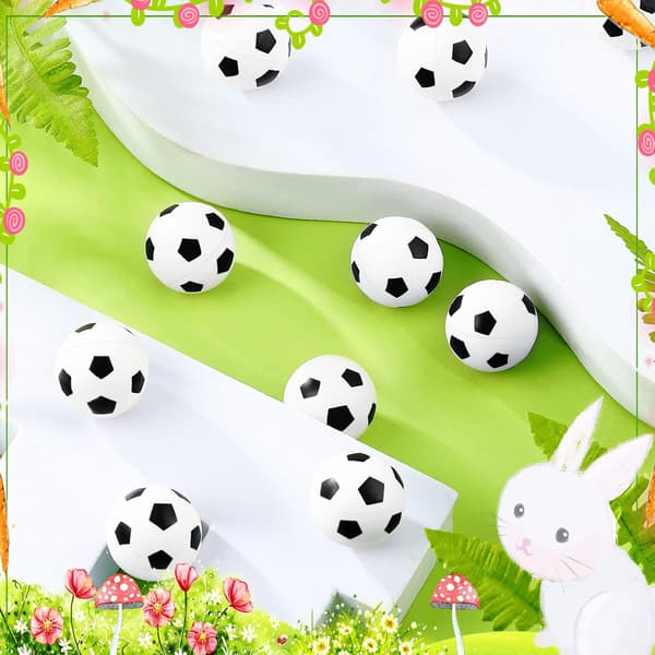 24 st fotbollsstudsande bollar 4 cm gummisportbollar studsande boll fotbollstema liten studsande