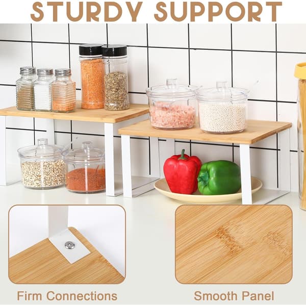 Kitchen Counter Shelf, Space-Saving Double-Layer Countertop Organizer, Stackable and Nestable Shelves for Kitchen, Office, Pantry