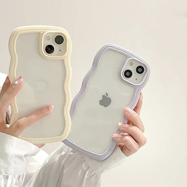 Compatible with iPhone 11 Case, Cute Wavy Pattern Transparent Case, Transparent Soft Silicone TPU Shockproof Case - Yellow