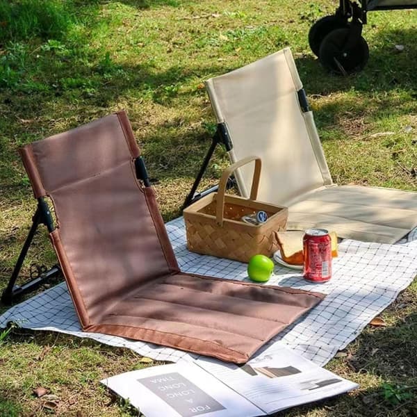 Vikbar strandstol med förvaringsväska, vikbar solstol - Vadderad lättvikts campingstol, bärbara campingstolar - Vikbar strandmatta Brun brown