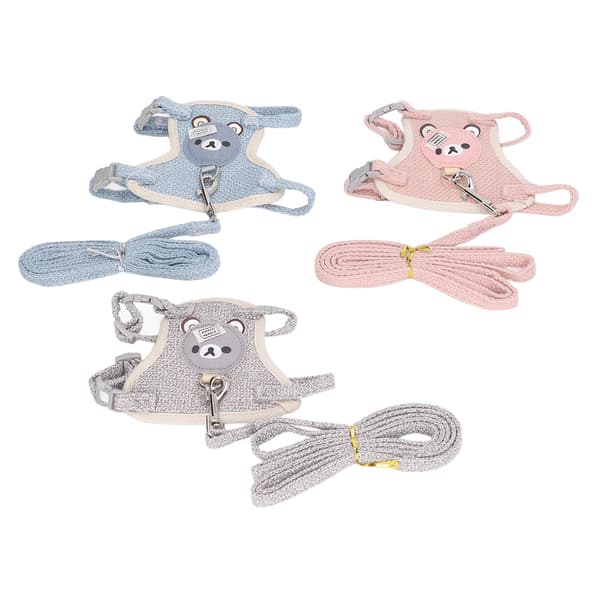 3 Pcs Rabbit Harness Leash Adorable Pattern Breathable Vest Adjustable for Small Pets Outdoor Walking